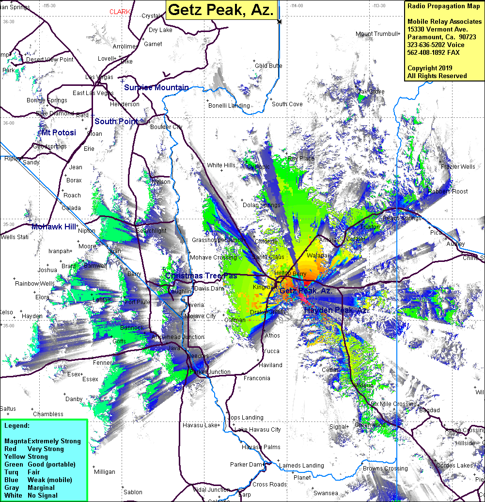 heat map radio coverage Getz Peak
